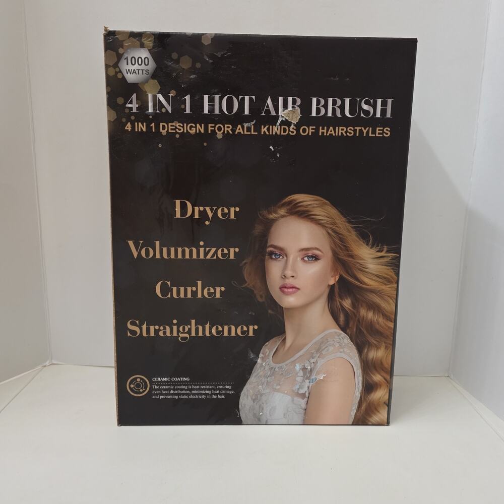 4-in-1 Hot Air Hair Brush Blow Dryer Volumizer Curler Straightener NEW Open Box